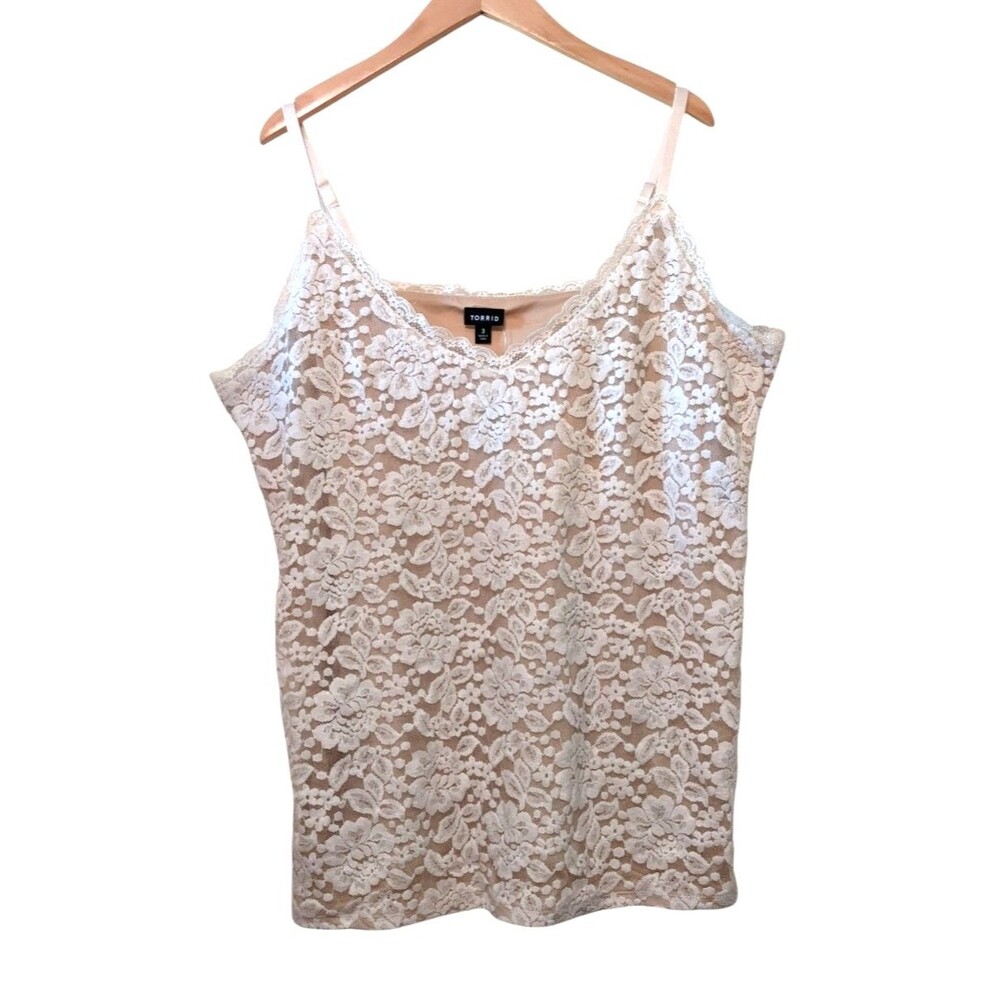 Torrid Lace Camisole Off White Beige Adjustable Intimate Lingerie Feminine Sz 3X